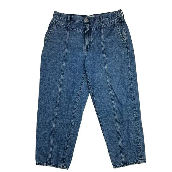 Madewell Balloon Jeans Womens 32 High Rise Relaxed Fit Cotton Denim Blue - Picture 2 of 11